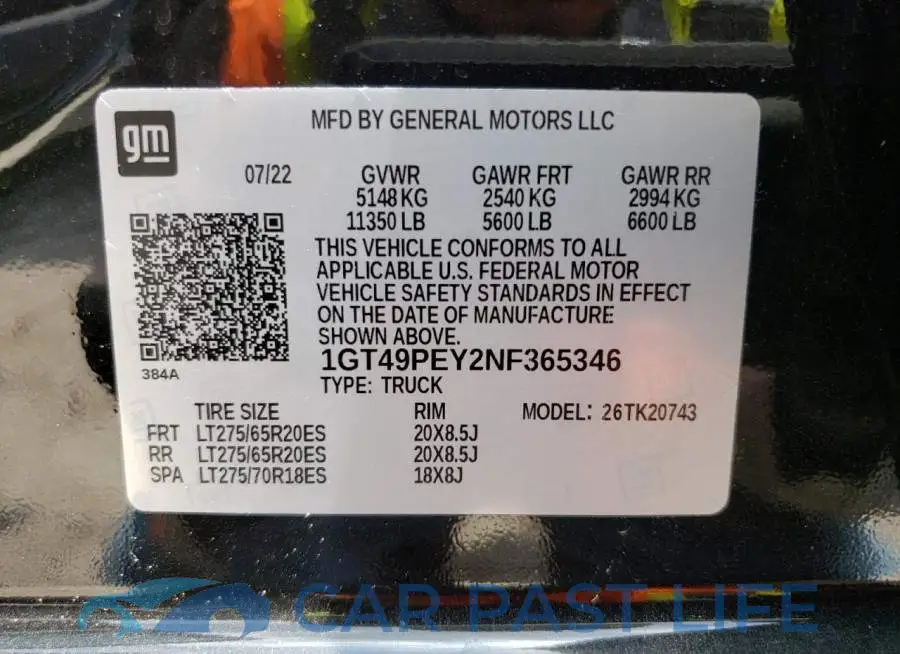 1GT49PEY2NF365346# 12