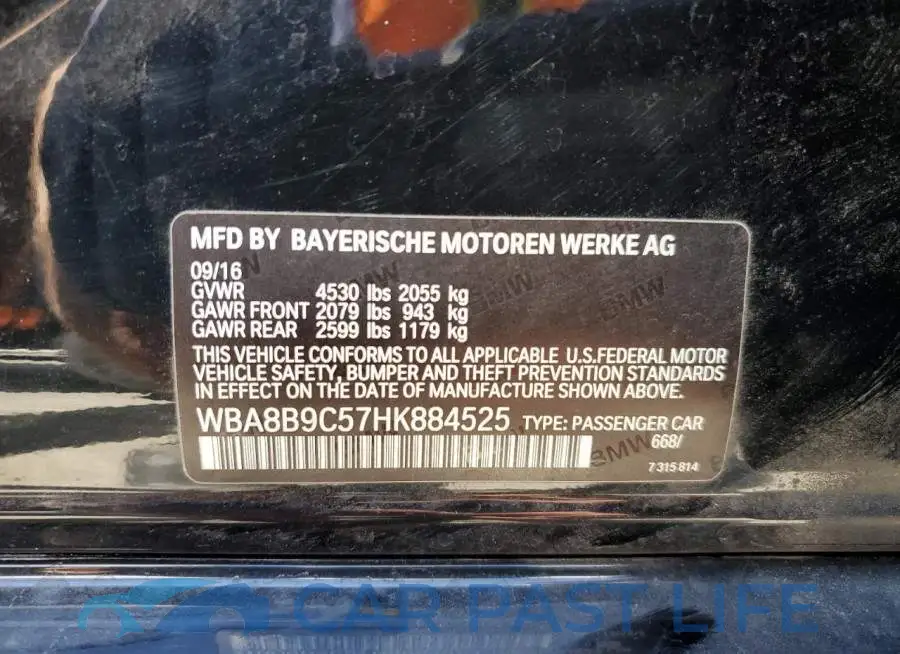 WBA8B9C57HK884525# 12