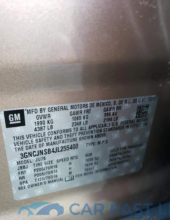3GNCJNSB4JL255400# 12