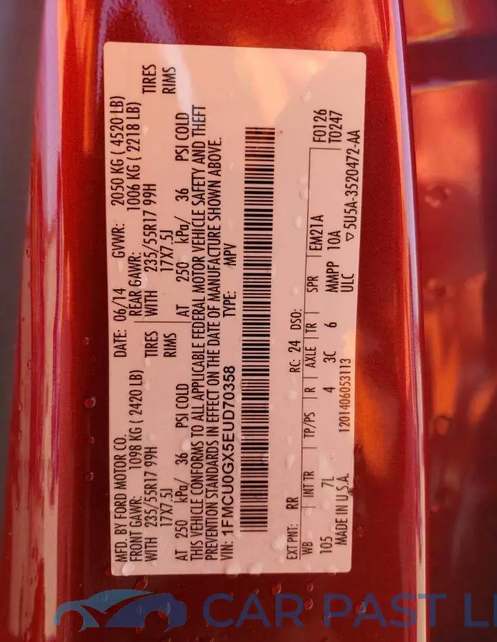 1FMCU0GX5EUD70358# 13