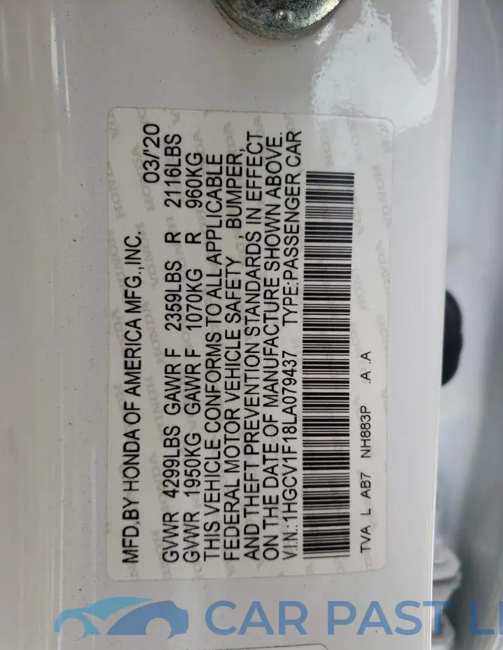 1HGCV1F18LA079437# 12