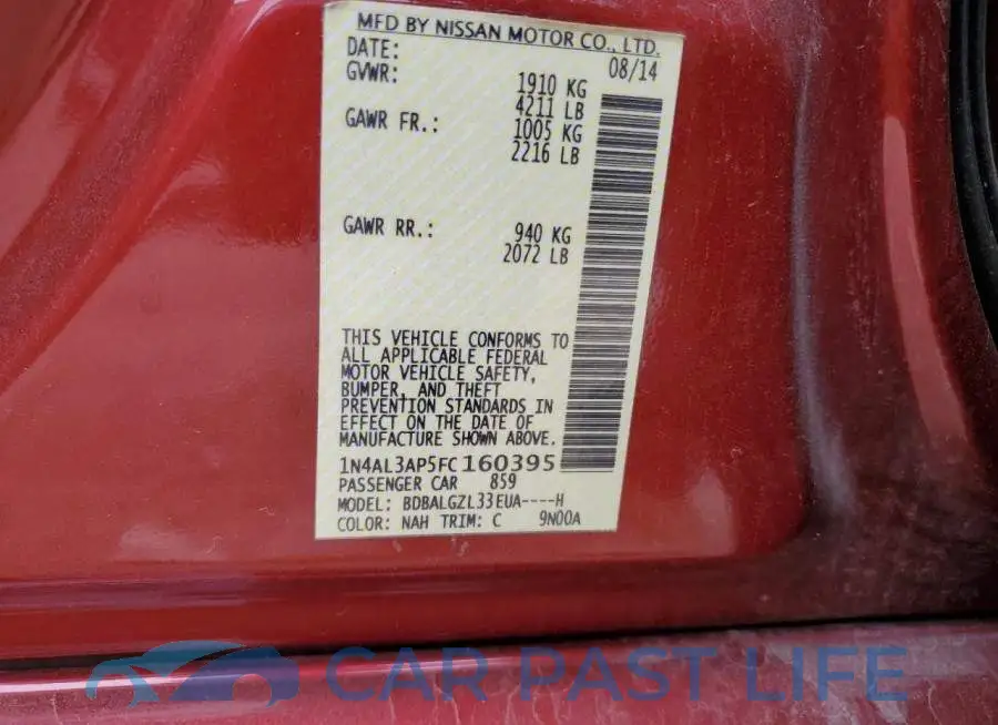 1N4AL3AP5FC160395# 12
