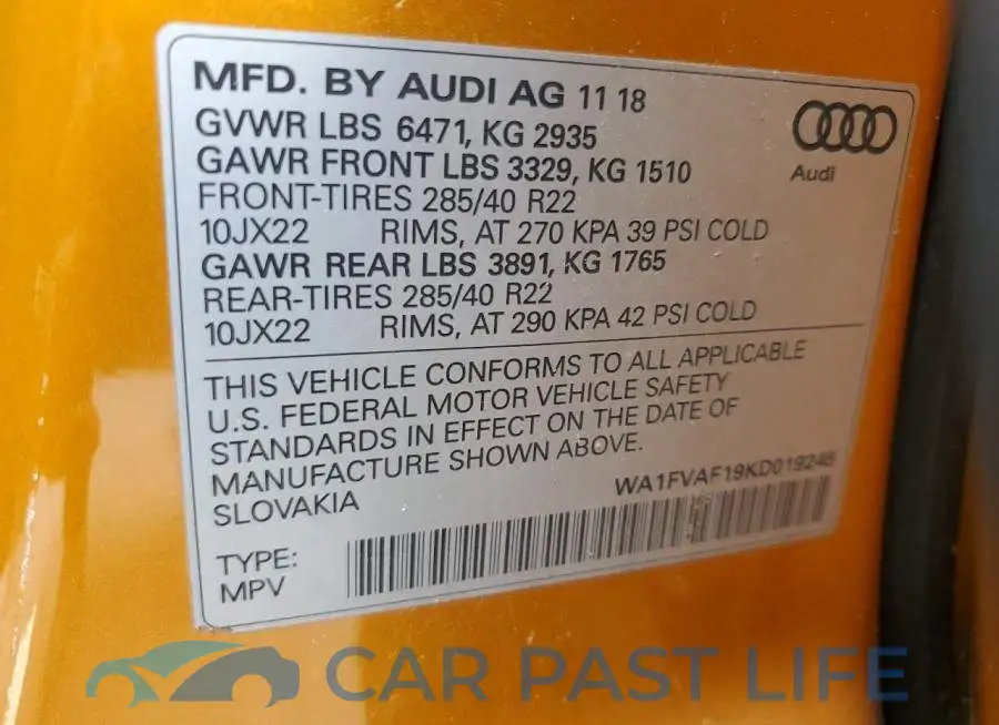 WA1FVAF19KD019248# 13