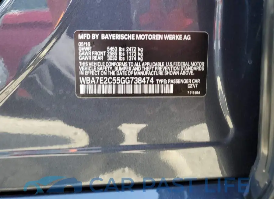 WBA7E2C55GG738474# 13