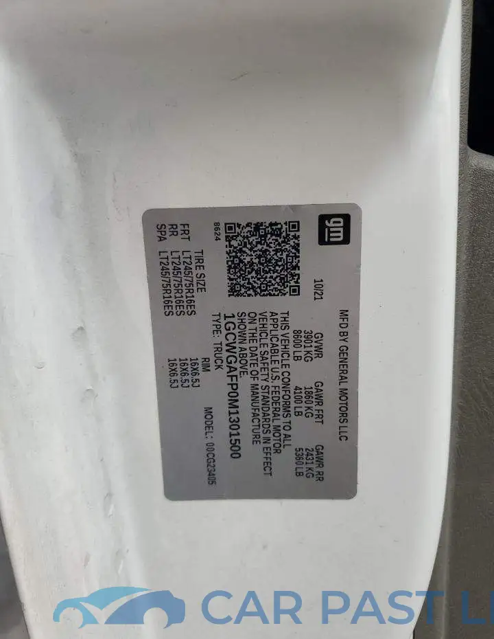 1GCWGAFP0M1301500# 13