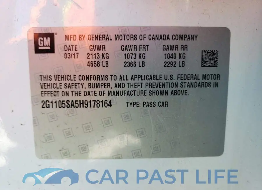 2G1105SA5H9178164# 12
