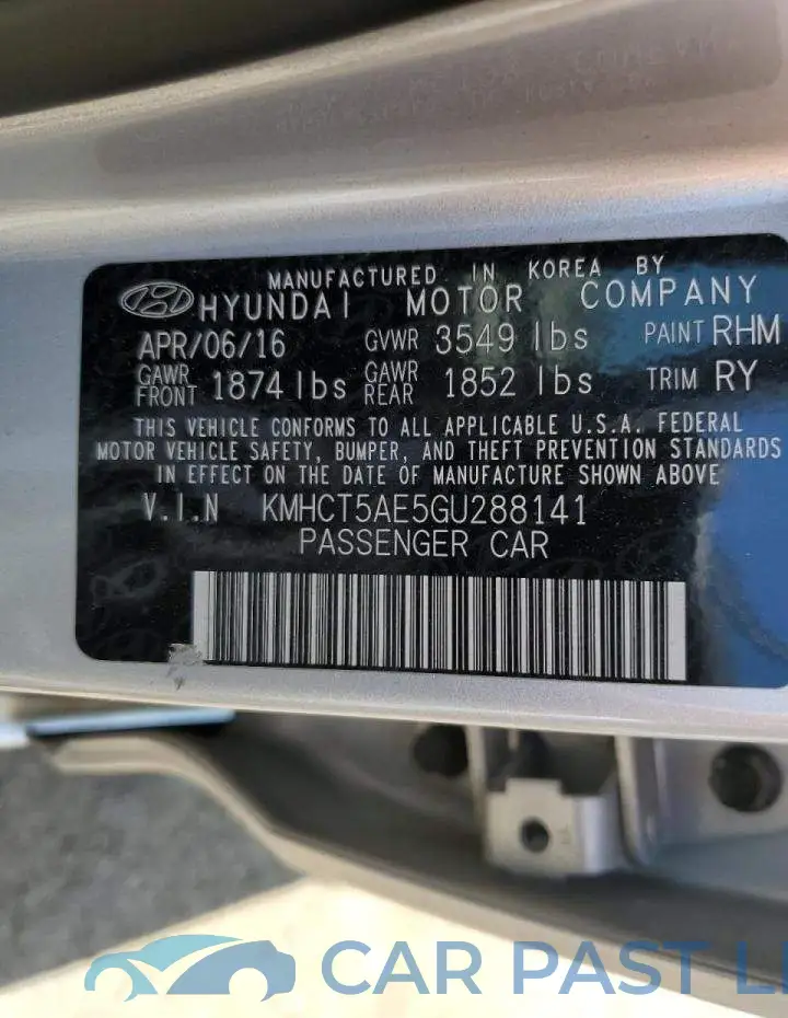 KMHCT5AE5GU288141# 13