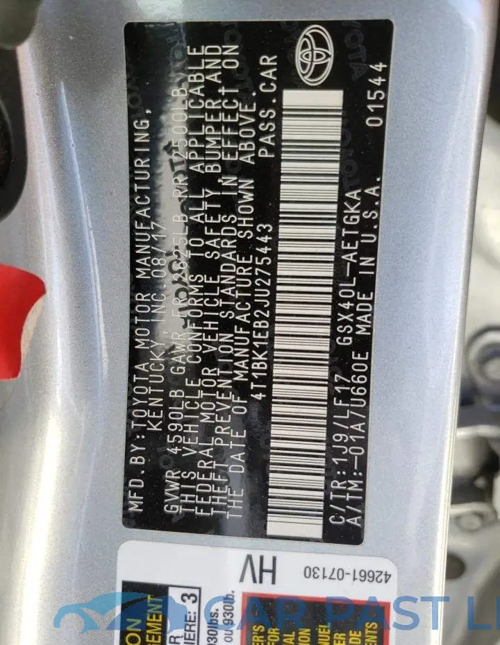 4T1BK1EB2JU275443# 13