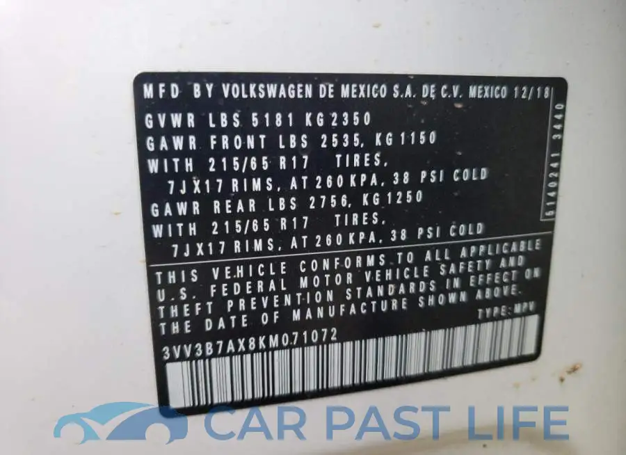 3VV3B7AX8KM071072# 13