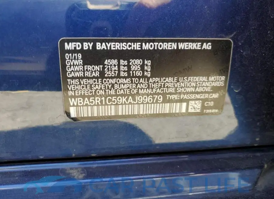 WBA5R1C59KAJ99679# 12
