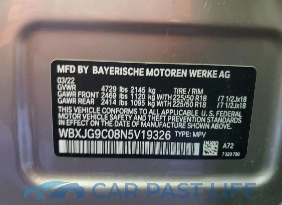 WBXJG9C08N5V19326# 13