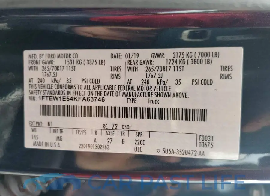 1FTEW1E54KFA63746# 13