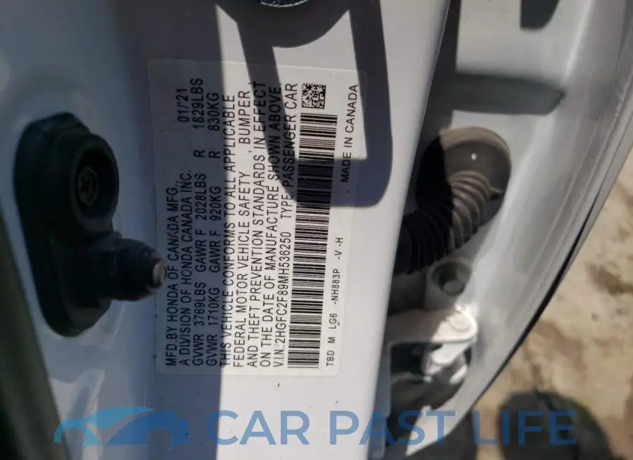 2HGFC2F89MH536250# 12