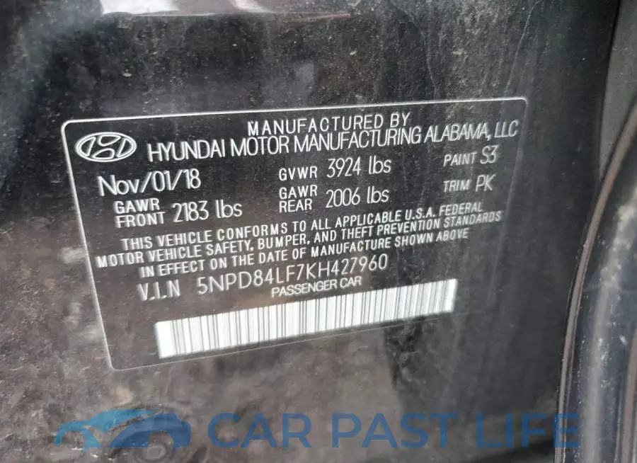 5NPD84LF7KH427960# 12