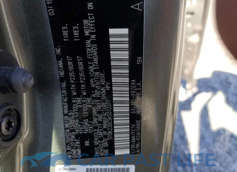 5TDKZ3DC5KS013377# 13