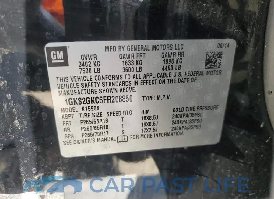 1GKS2GKC6FR208850# 13