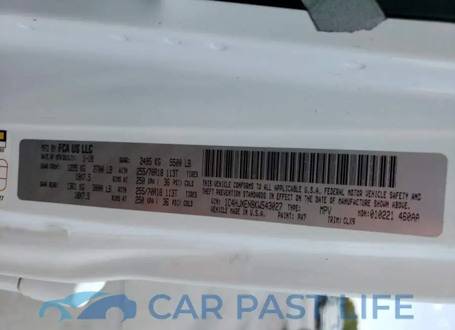 1C4HJXEN8KW543027# 12