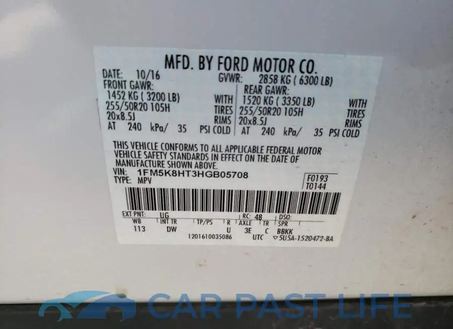 1FM5K8HT3HGB05708# 13