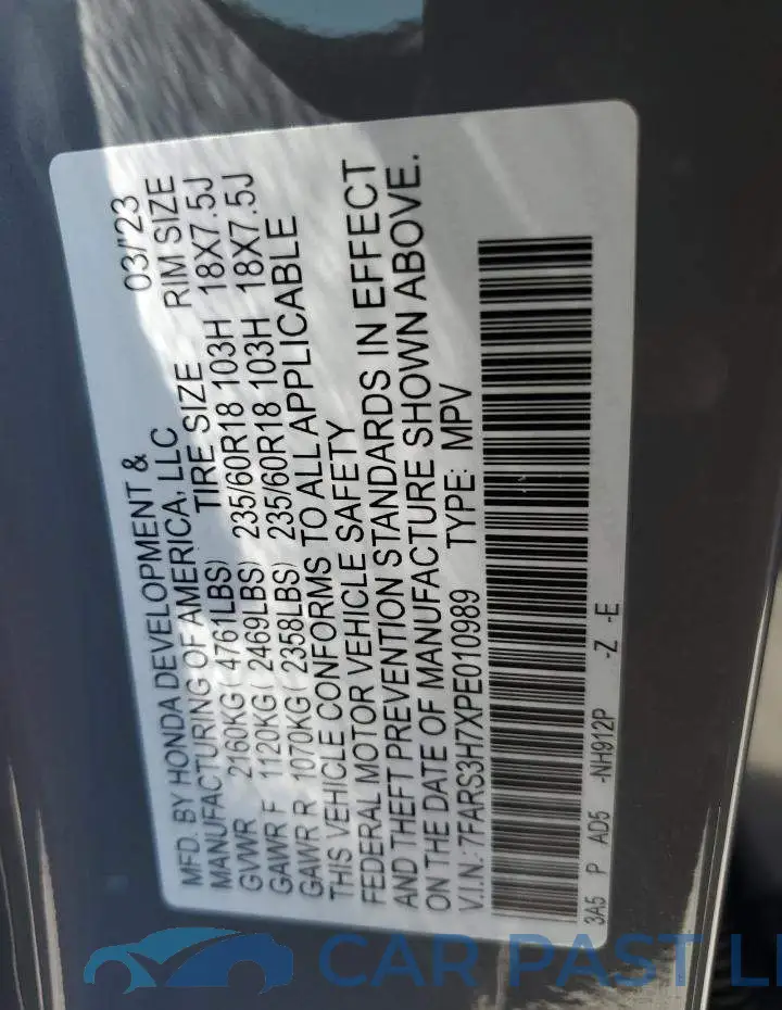 7FARS3H7XPE010989# 13