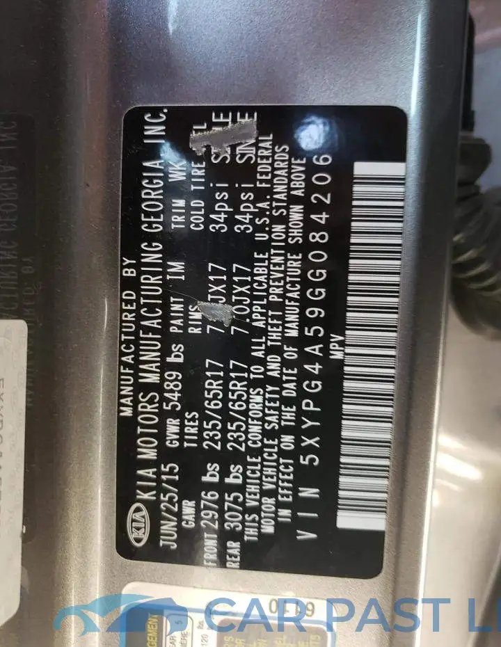 5XYPG4A59GG084206# 12