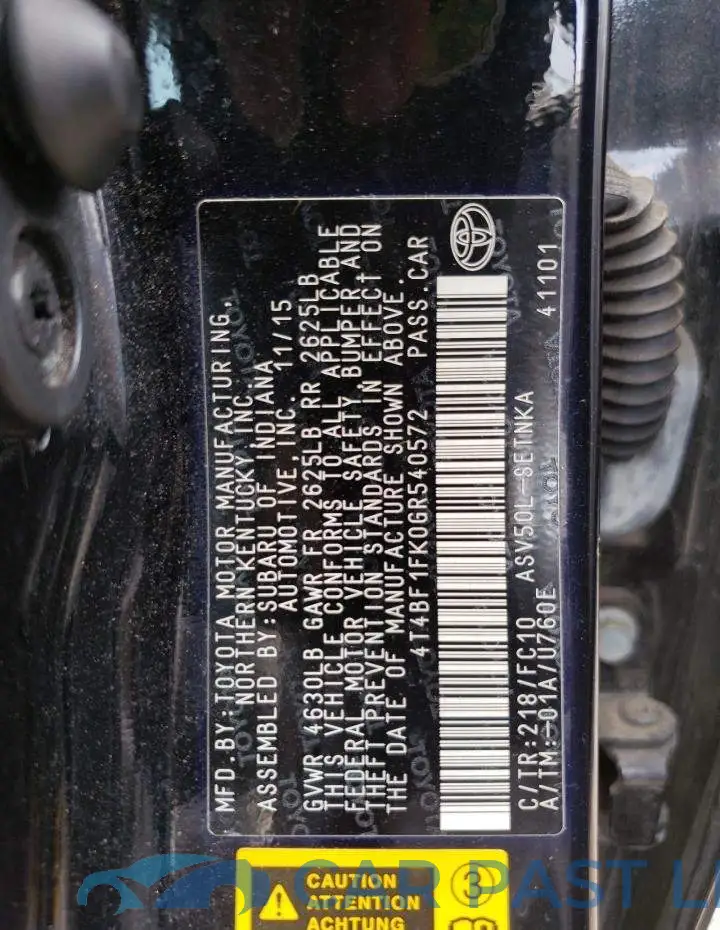 4T4BF1FK0GR540572# 12