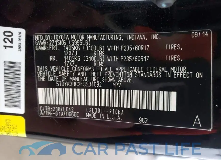 5TDYK3DC2FS534092# 13