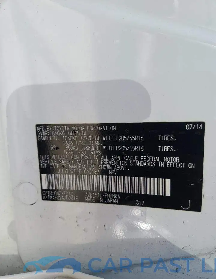 JTLZE4FE1EJ062189# 12