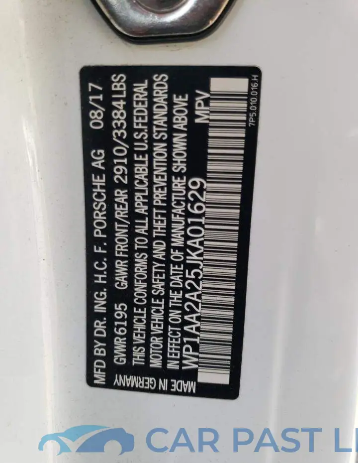 WP1AA2A25JKA01629# 14