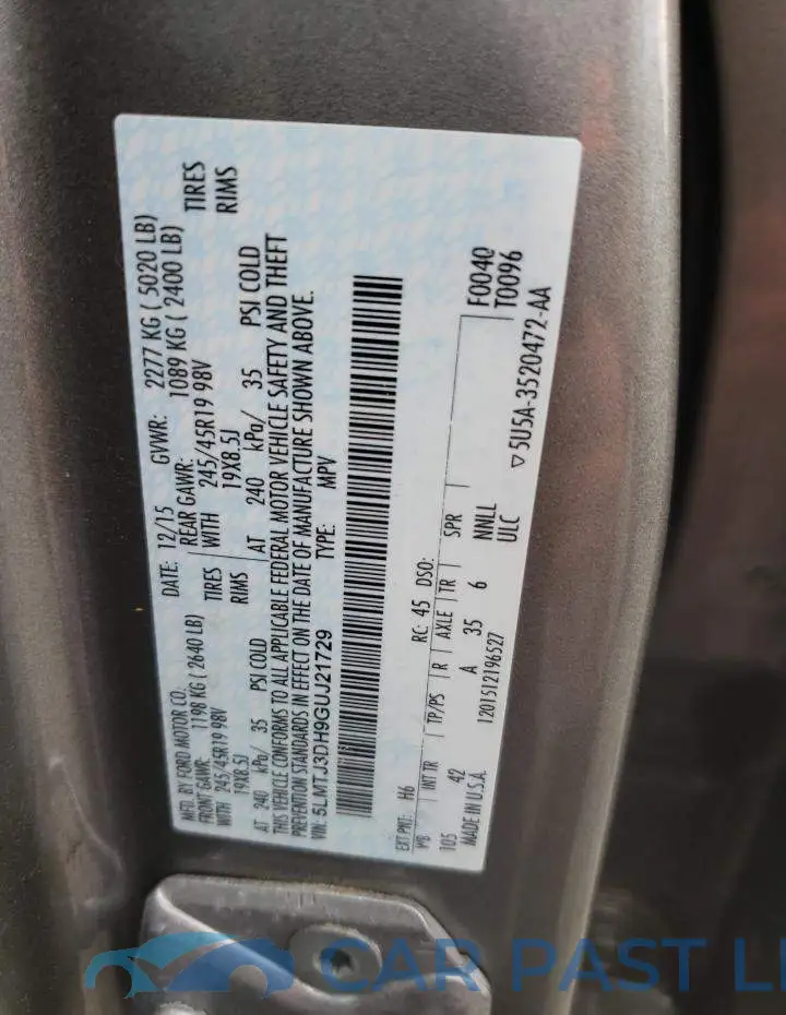 5LMTJ3DH9GUJ21729# 13