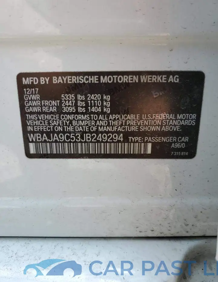 WBAJA9C53JB249294# 12