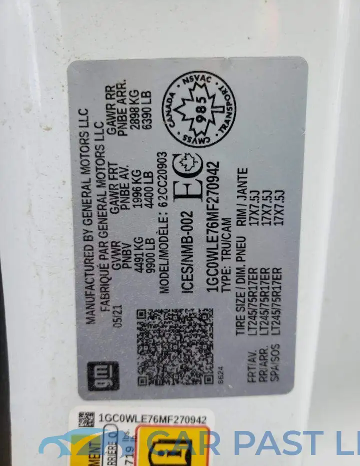 1GC0WLE76MF270942# 10