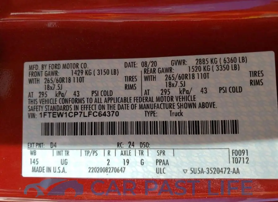1FTEW1CP7LFC64370# 13
