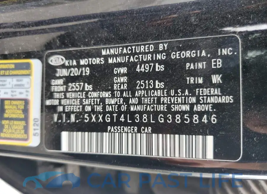 5XXGT4L38LG385846# 12