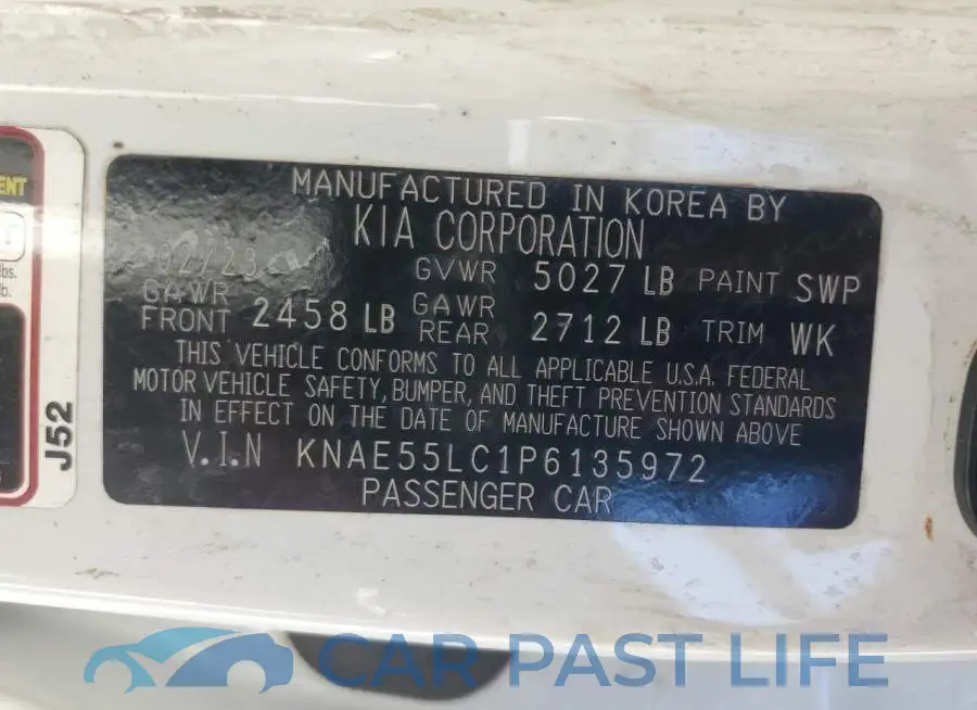 KNAE55LC1P6135972# 12