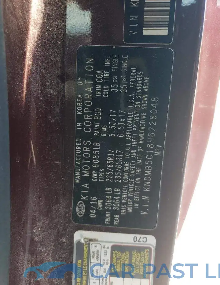 KNDMB5C18H6226048# 13