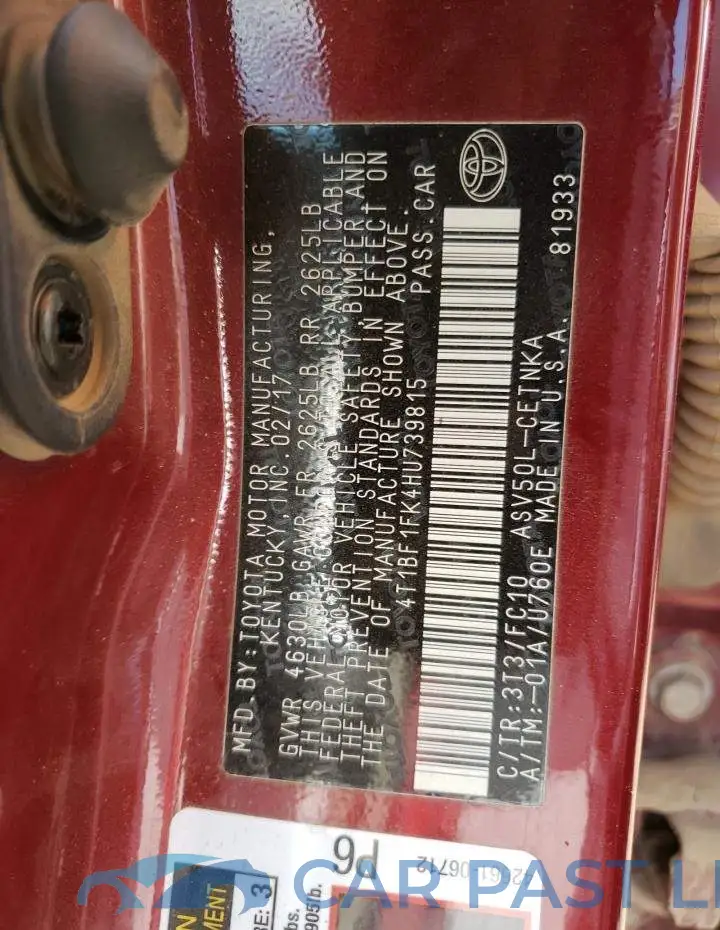 4T1BF1FK4HU739815# 12