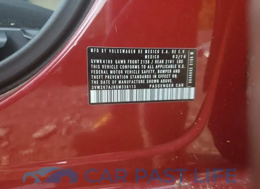 3VW267AJ8GM338113# 12