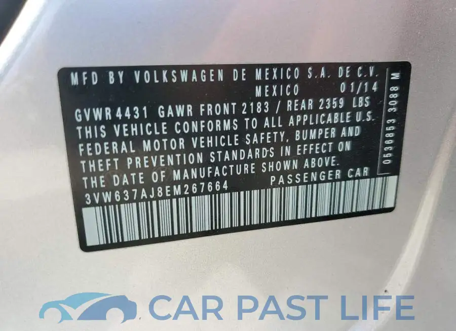 3VW637AJ8EM267664# 12