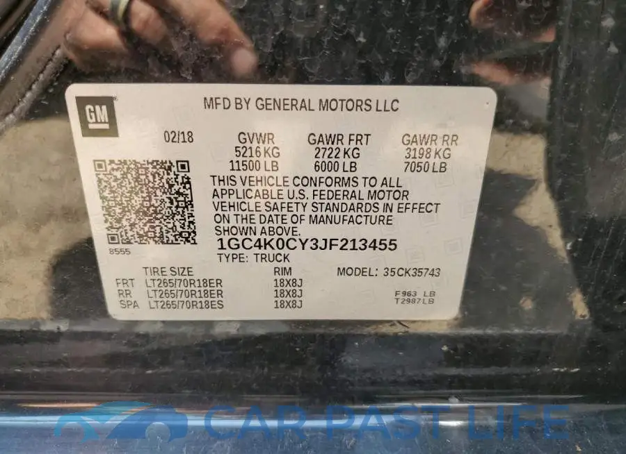 1GC4K0CY3JF213455# 12