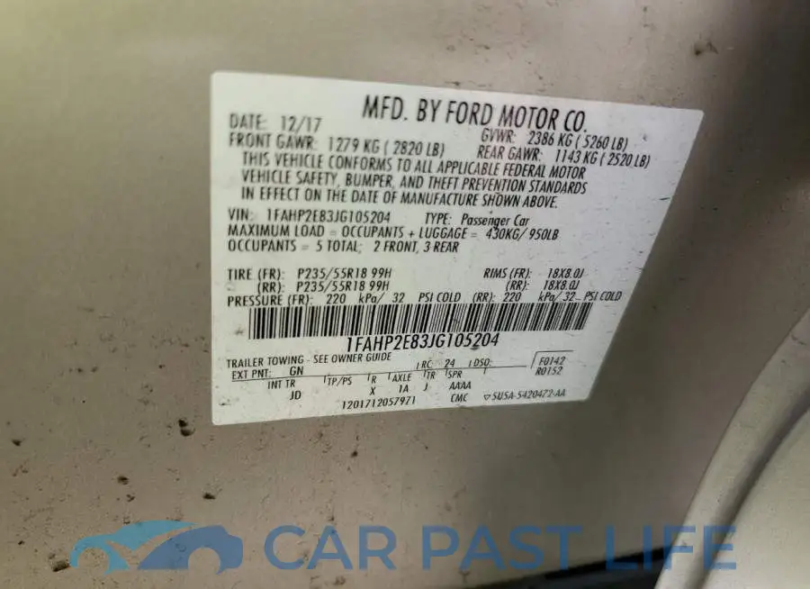 1FAHP2E83JG105204# 12