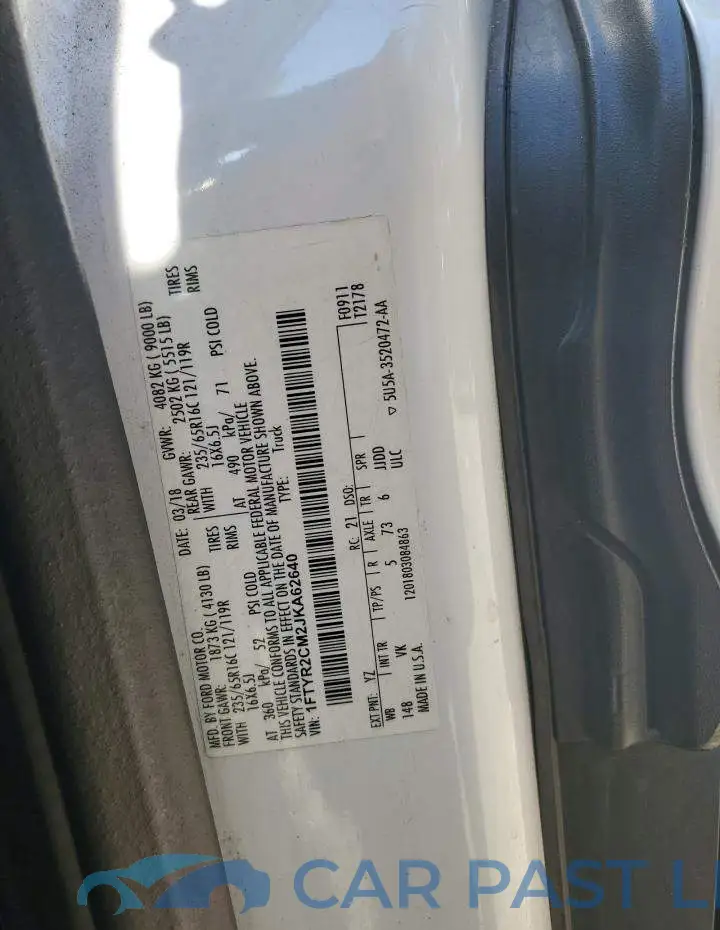 1FTYR2CM2JKA62640# 13