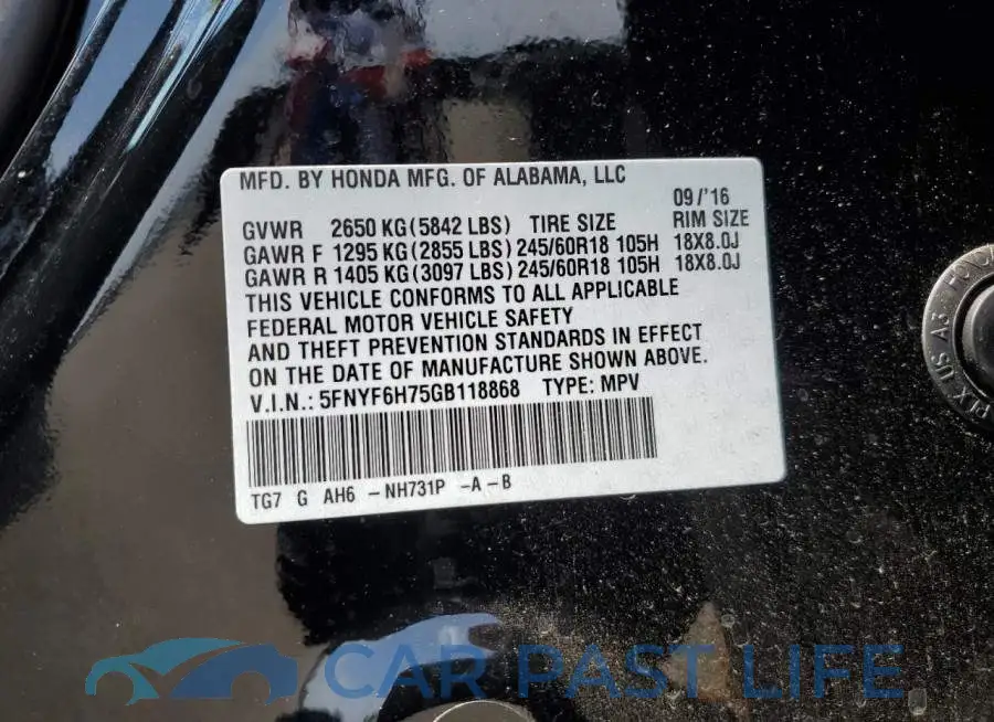 5FNYF6H75GB118868# 13