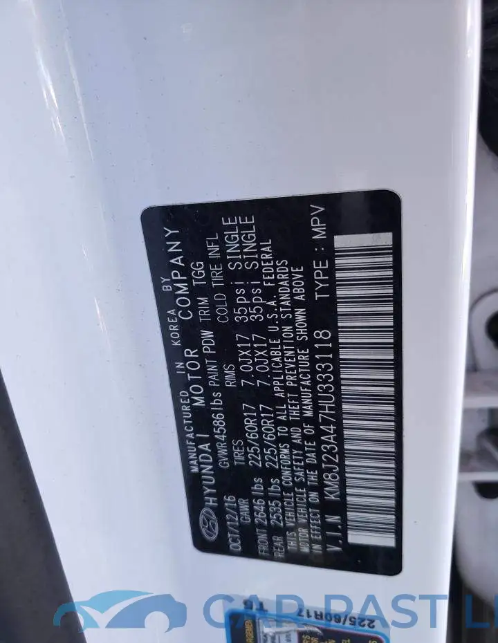 KM8J23A47HU333118# 12