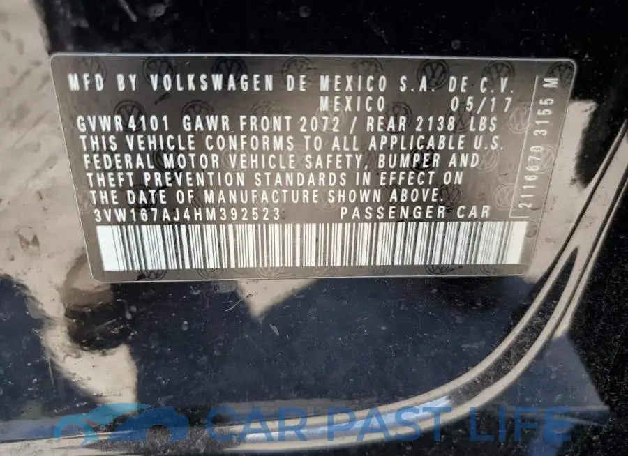 3VW167AJ4HM392523# 12