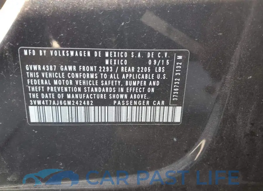 3VW4T7AJ6GM242482# 12
