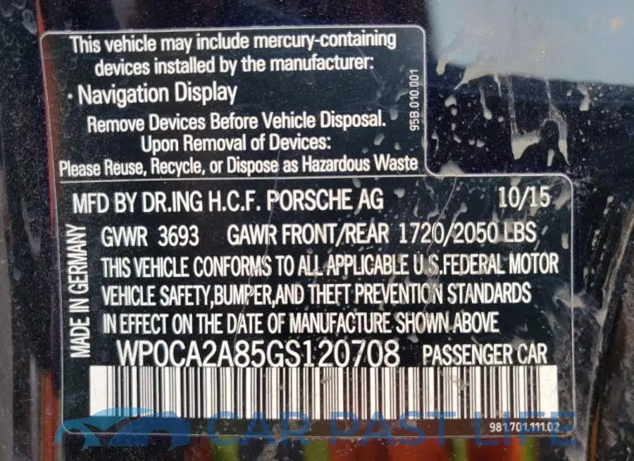 WP0CA2A85GS120708# 12