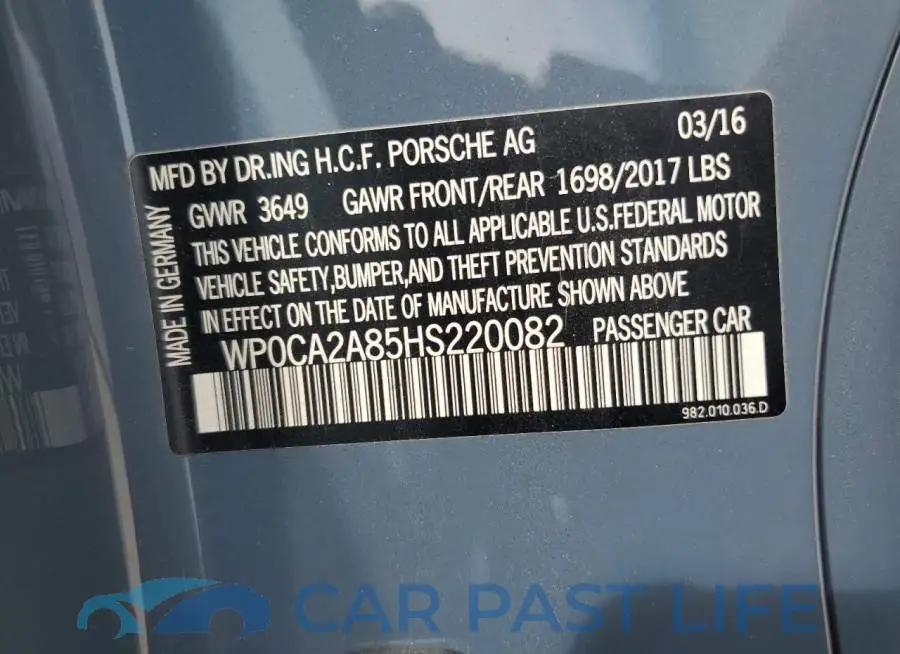 WP0CA2A85HS220082# 12