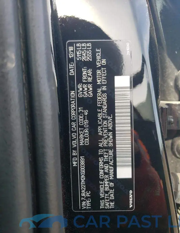 7JRA22TM2KG003891# 12