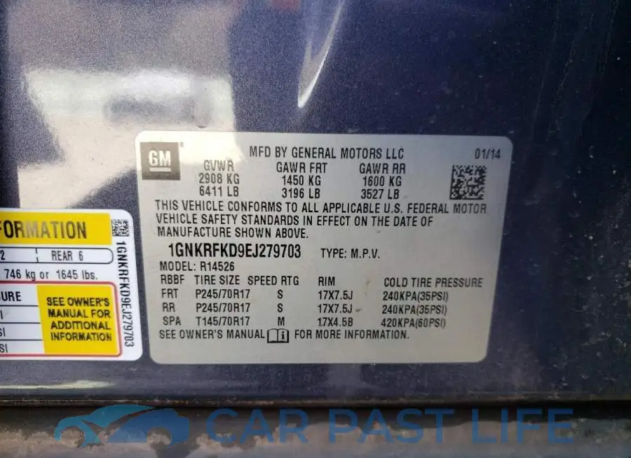 1GNKRFKD9EJ279703# 12
