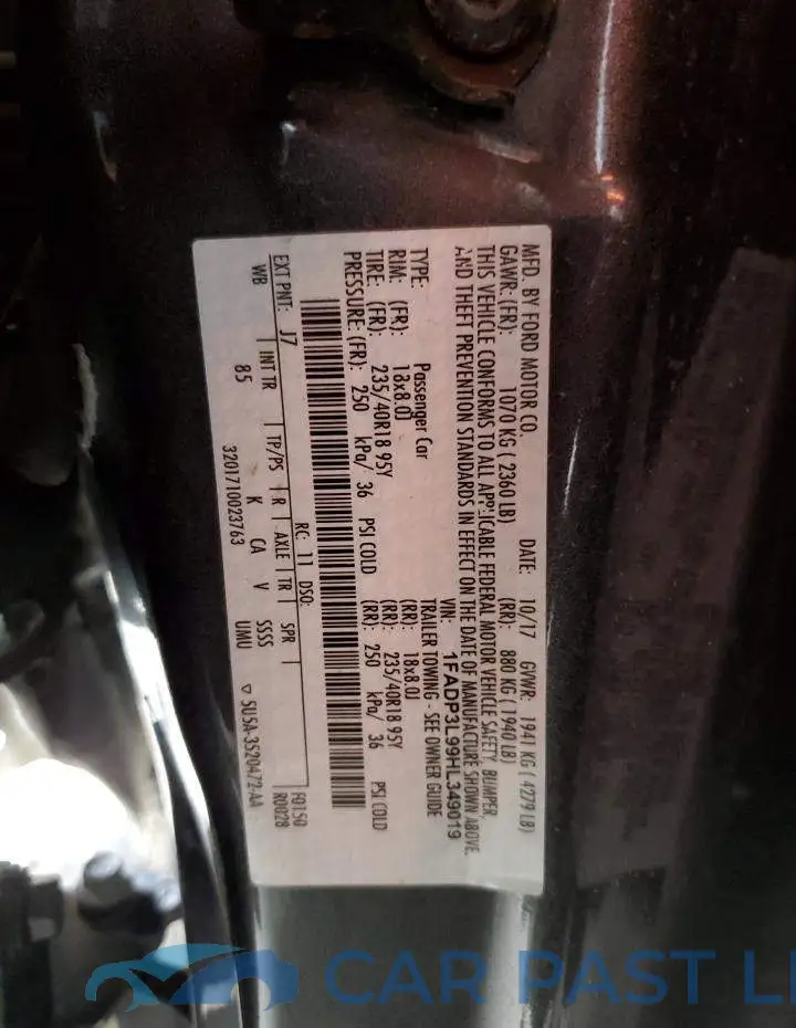 1FADP3L99HL349019# 12